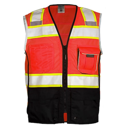 Kishigo M, Fluorescent Red Premium Black Series Black Bottom Vest 1715-M